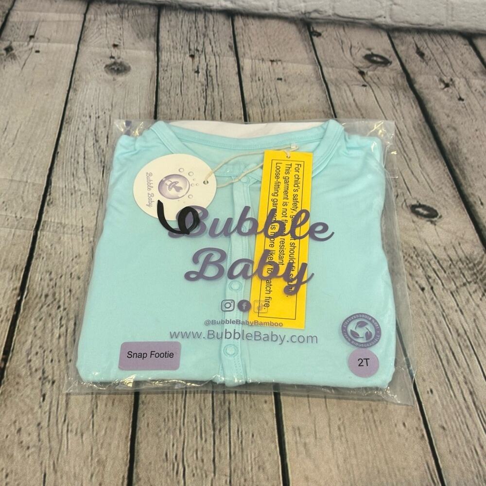 Bubble Baby Powder Blue Bamboo Snap Footie
